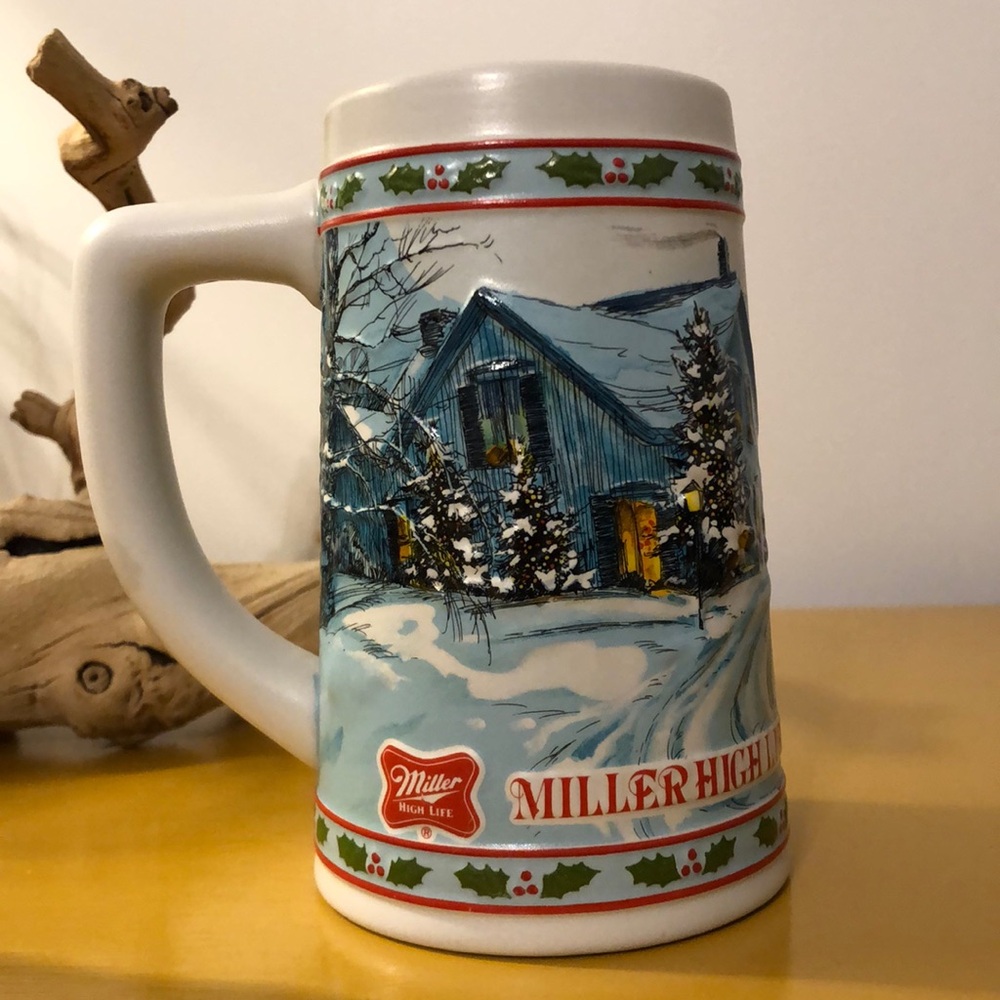 Vintage Limited Edition Miller High Life Ceramic Beer Stein | Winter Holiday